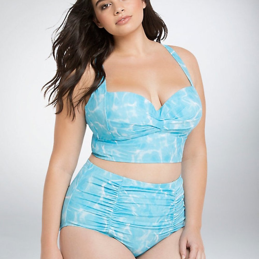 Torrid Light Blue Twist Front Ocean 2 Piece Swim - Picture 1 of 12